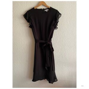 Shelby & Palmer Black Midi Dress with Ruffle Detail